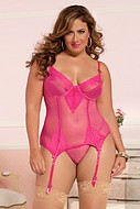 Mesh and floral galloon lace bustier, plus size